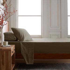 Quince Brushed Cotton California King Flat Sheet